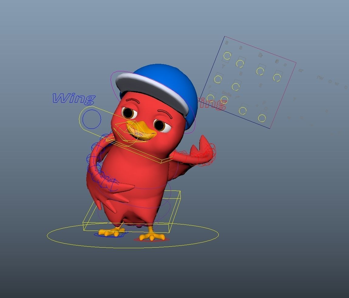 Cartoon Bird with Hat Low-poly 3D model_2