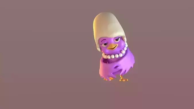 Cartoon Mama Bird Low-poly 3D model
