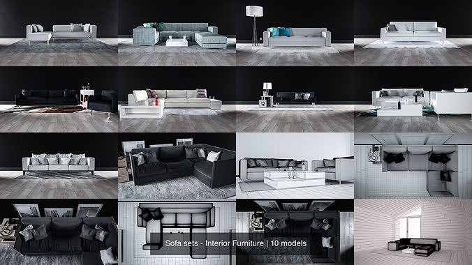 Sofa sets - Interior Furniture 3D Model Collection