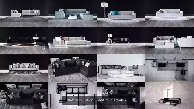 Sofa sets - Interior Furniture 3D Model Collection