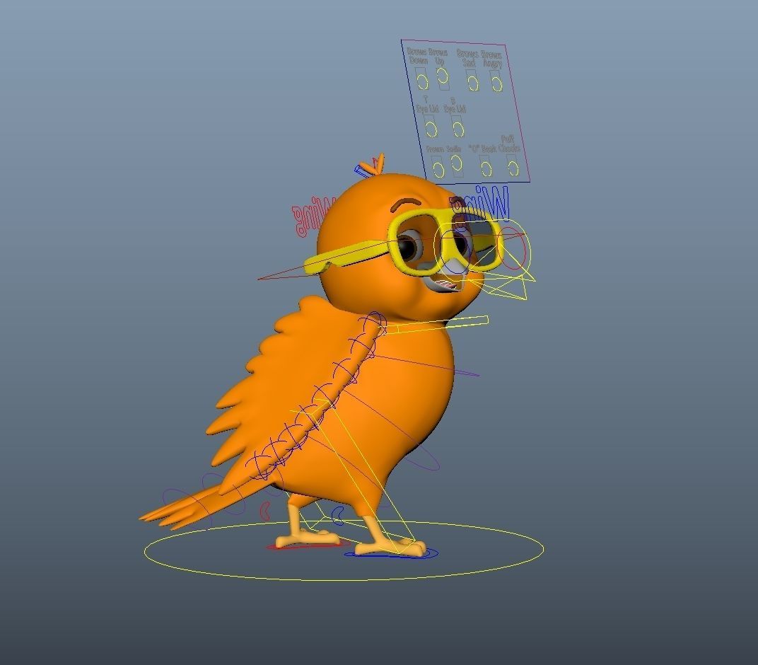 Cartoon SunGlass Bird 3D model_2