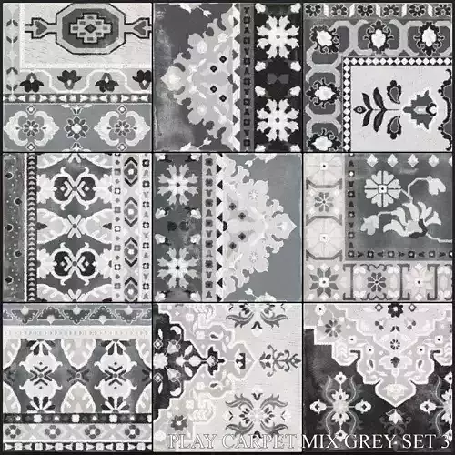 ABK Play Carpet Mix Grey Set 3 3D model