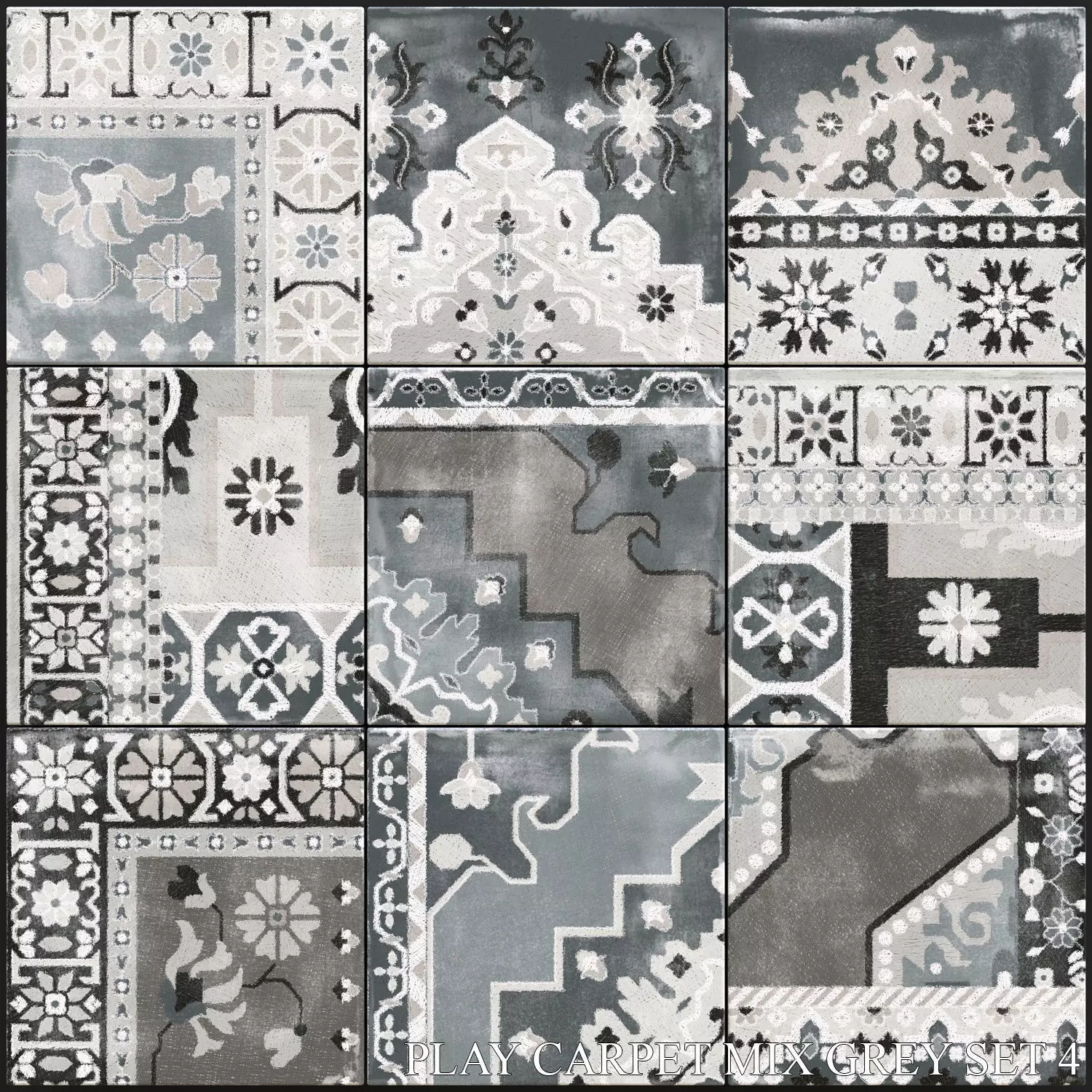 ABK Play Carpet Mix Grey Set 4 3D model