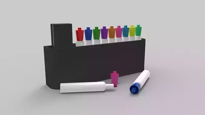 Markers and Eraser 3D model