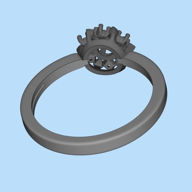 solitaire wedding engagement women ring with gems 3dm stl 3D print model_37