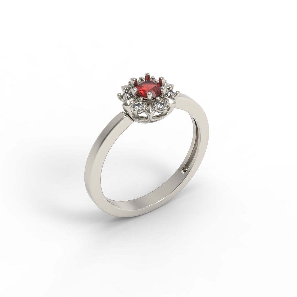 solitaire wedding engagement women ring with gems 3dm stl 3D print model_10