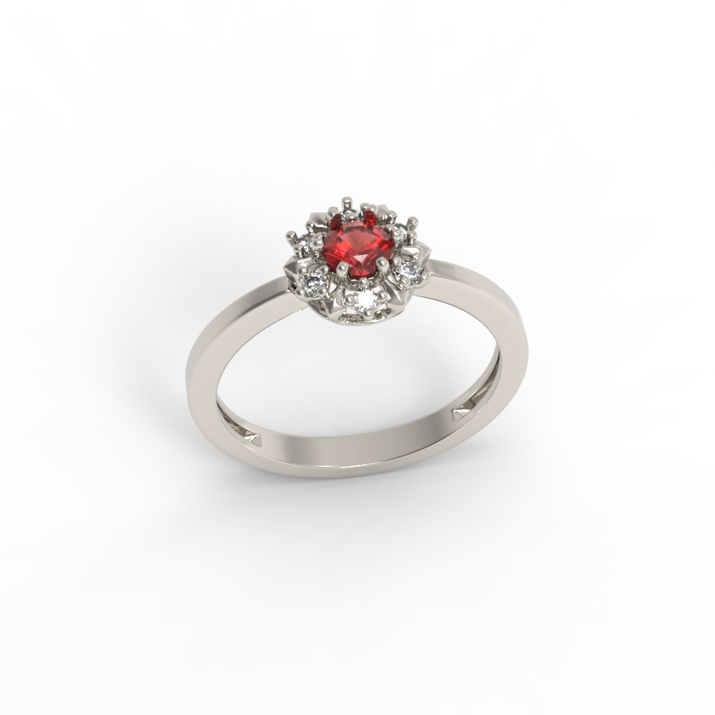 solitaire wedding engagement women ring with gems 3dm stl 3D print model_15