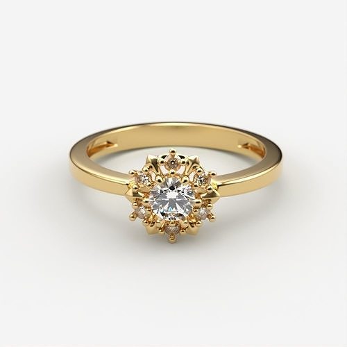 solitaire wedding engagement women ring with gems 3dm stl 3D print model