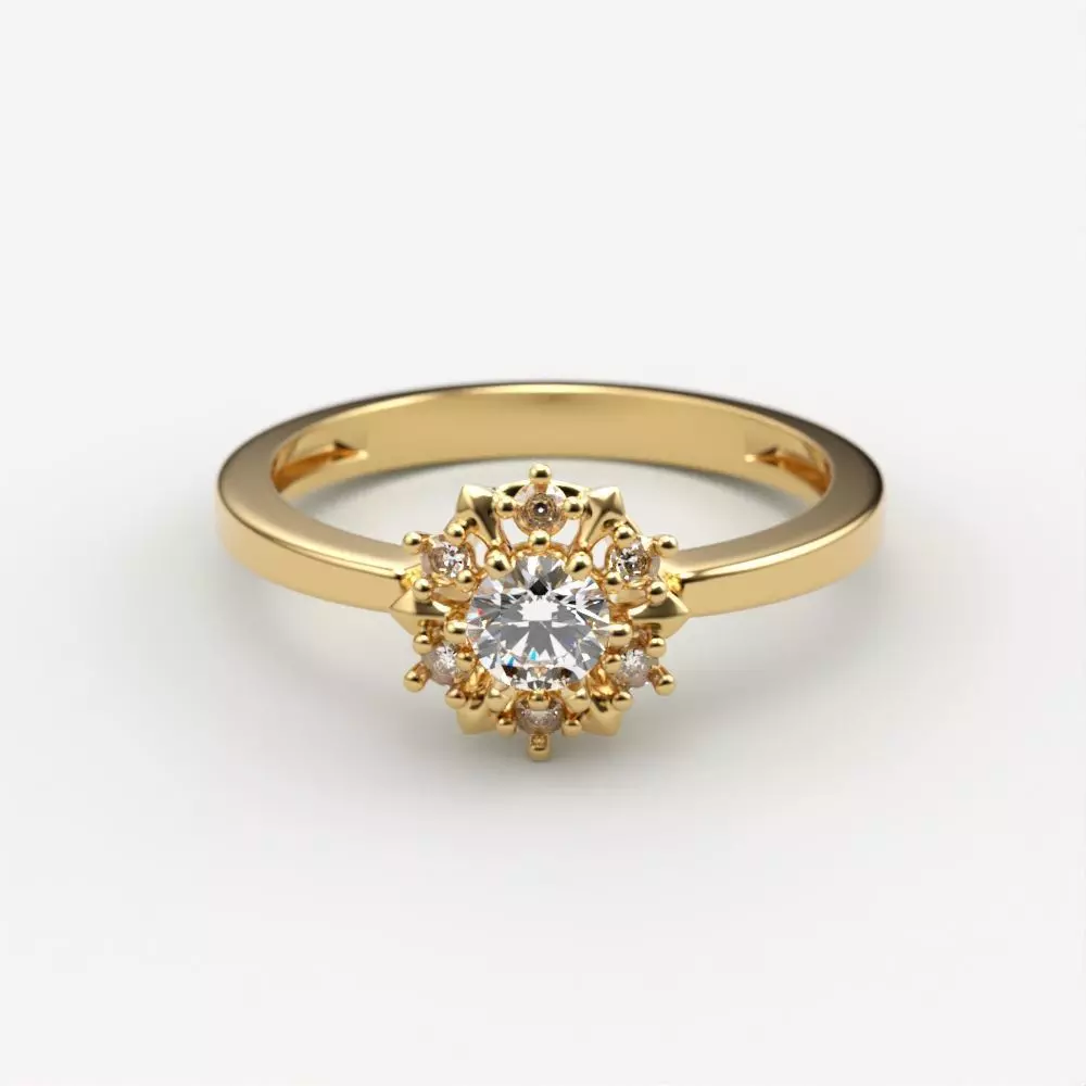 solitaire wedding engagement women ring with gems 3dm stl 3D print model_0