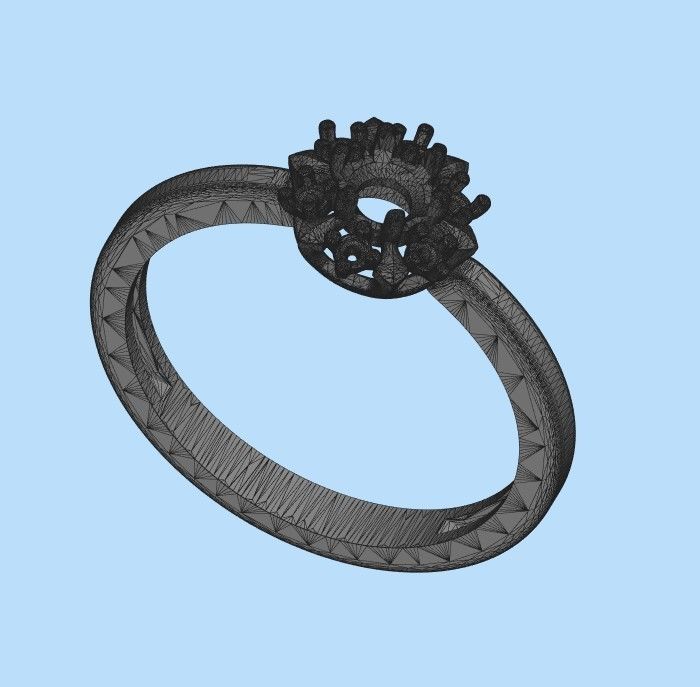 solitaire wedding engagement women ring with gems 3dm stl 3D print model_36