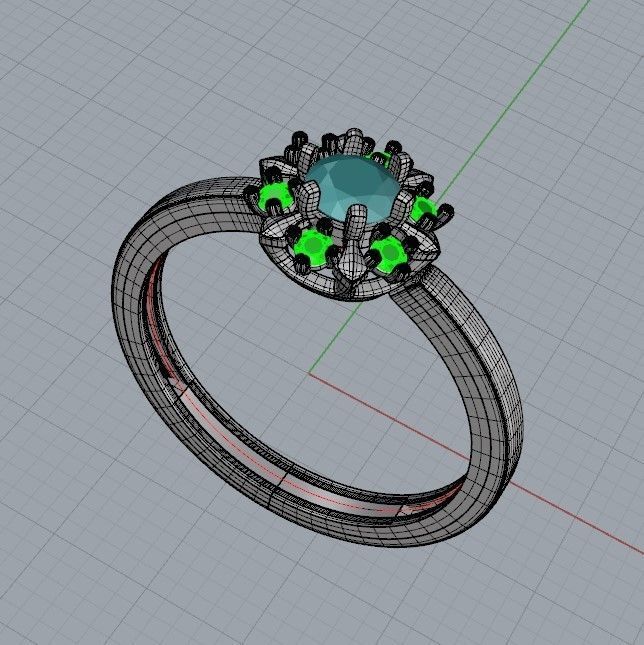 solitaire wedding engagement women ring with gems 3dm stl 3D print model_29