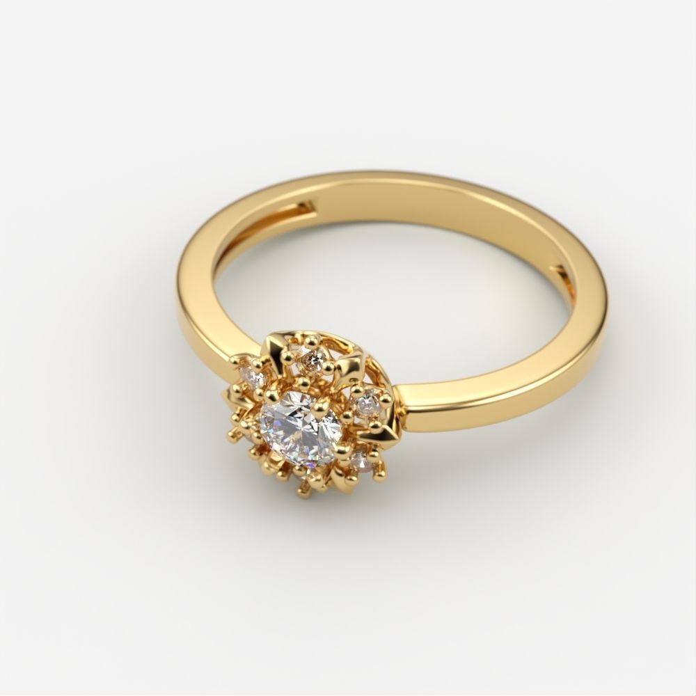 solitaire wedding engagement women ring with gems 3dm stl 3D print model_3