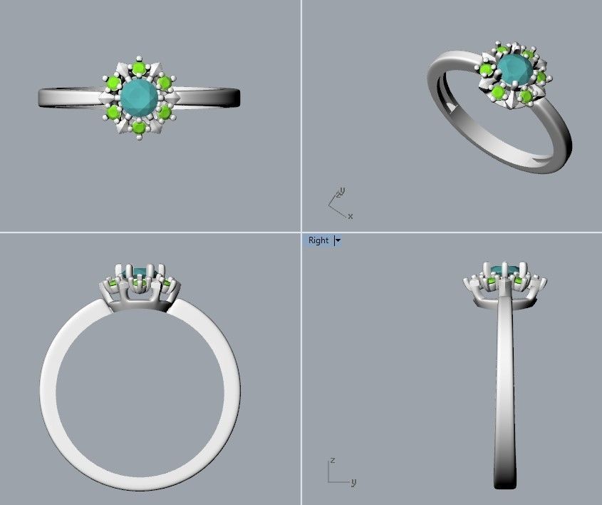 solitaire wedding engagement women ring with gems 3dm stl 3D print model_26