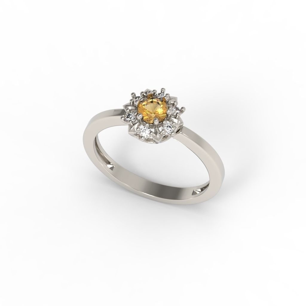 solitaire wedding engagement women ring with gems 3dm stl 3D print model_9