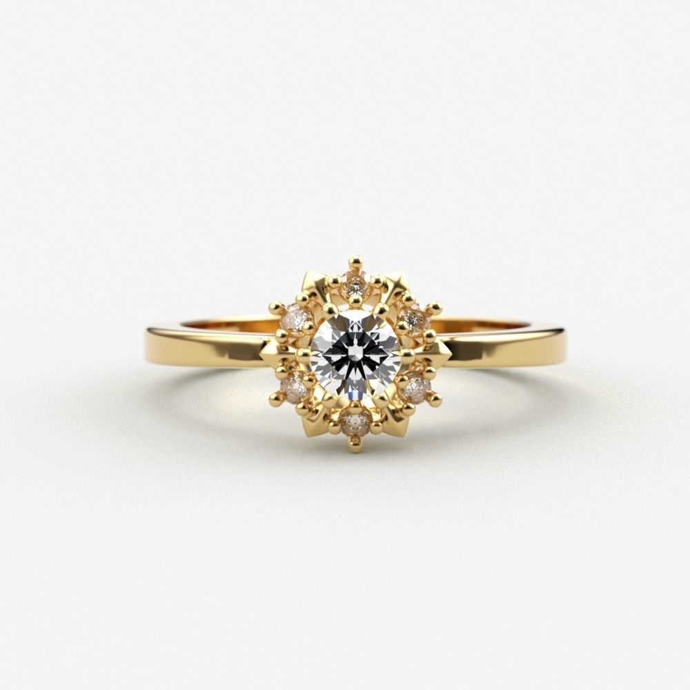 solitaire wedding engagement women ring with gems 3dm stl 3D print model_4