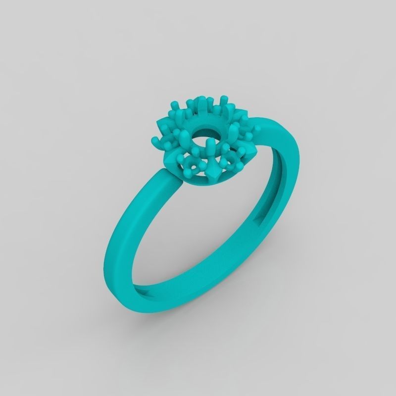 solitaire wedding engagement women ring with gems 3dm stl 3D print model_21