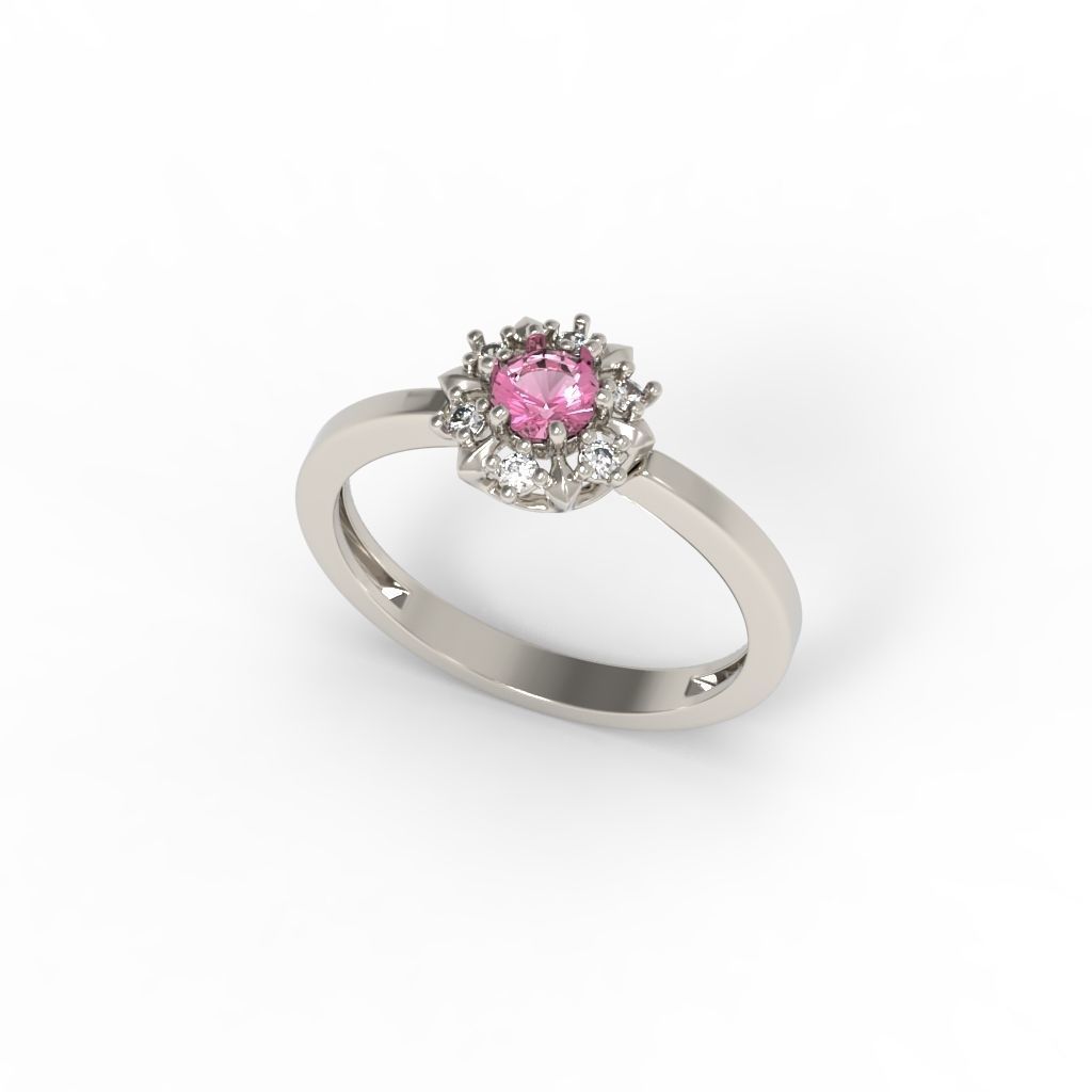 solitaire wedding engagement women ring with gems 3dm stl 3D print model_8