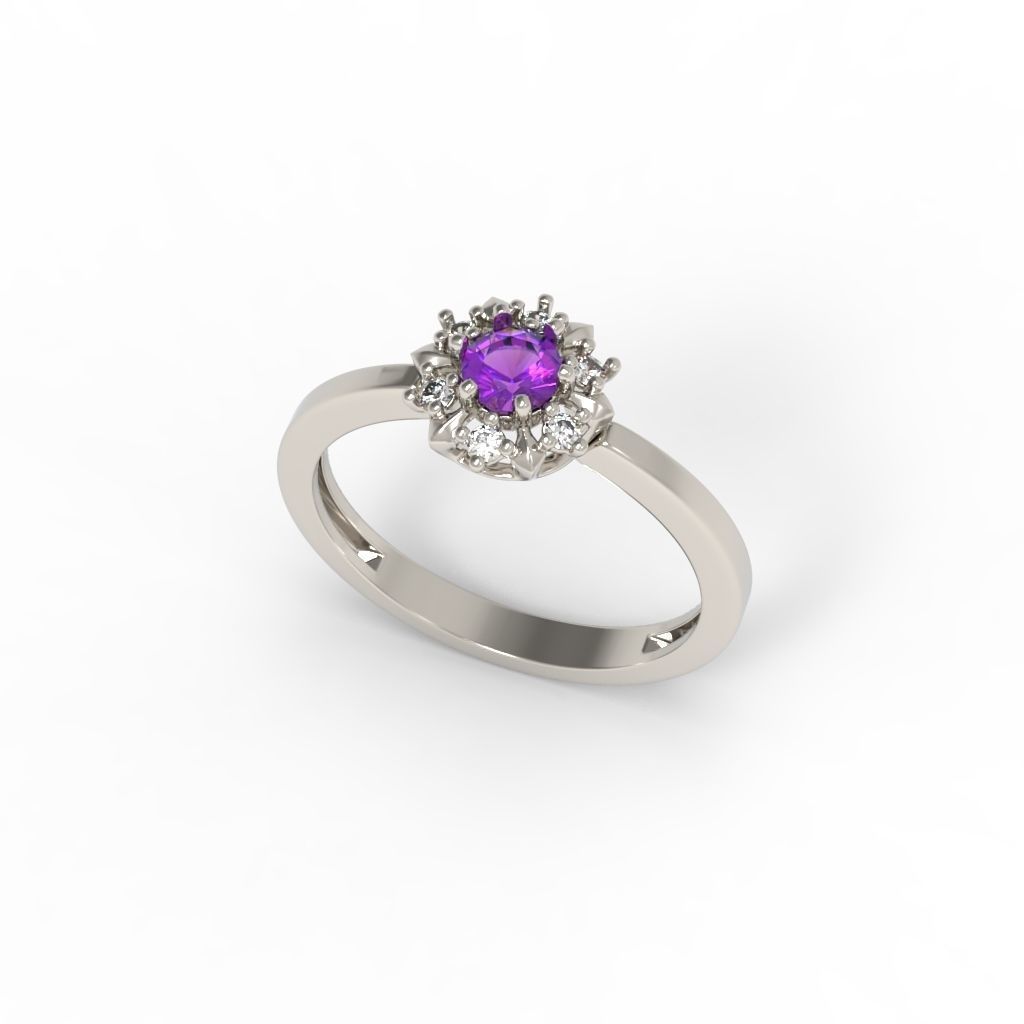 solitaire wedding engagement women ring with gems 3dm stl 3D print model_7