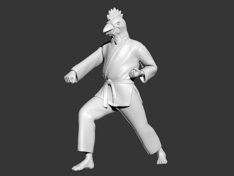 Chicken Zenkutsu Dachi Stance 3D print model_6