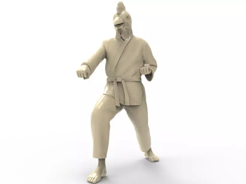 Chicken Zenkutsu Dachi Stance 3D print model_0