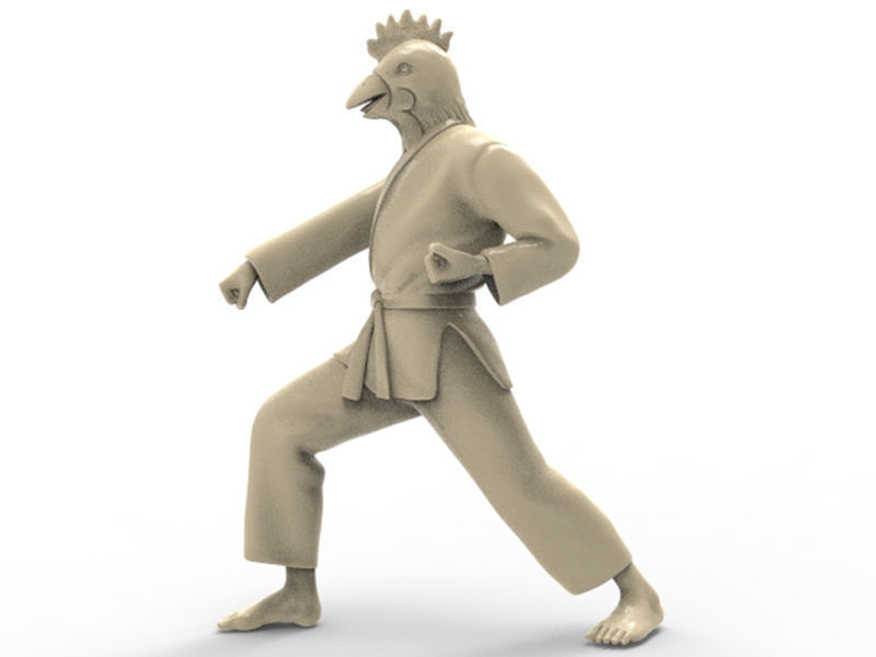 Chicken Zenkutsu Dachi Stance 3D print model_1