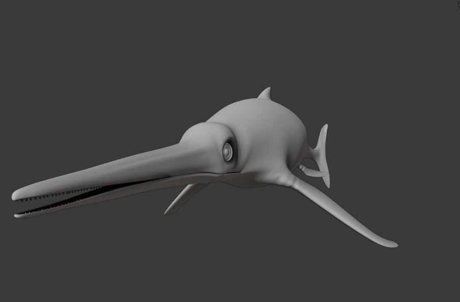 Dolphin ictiosaurio rig Low-poly 3D model_4
