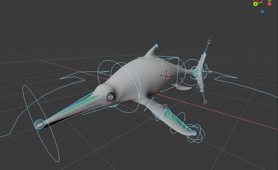 Dolphin ictiosaurio rig Low-poly 3D model_10