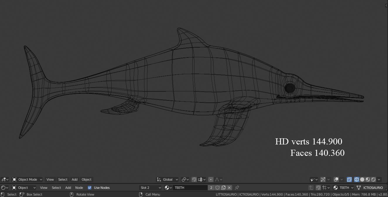 Dolphin ictiosaurio rig Low-poly 3D model_8