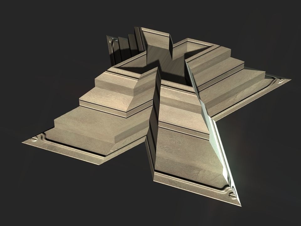 X block hollowed pyramid  3D print model_3