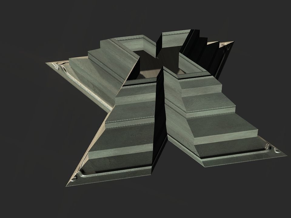 X block hollowed pyramid  3D print model_13