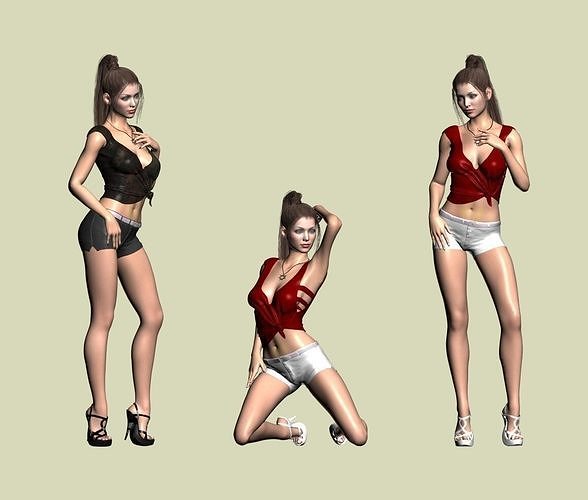 Shorts sexy bikini girl 3d model 3D model