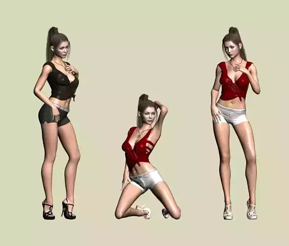 Shorts sexy bikini girl 3d model 3D model