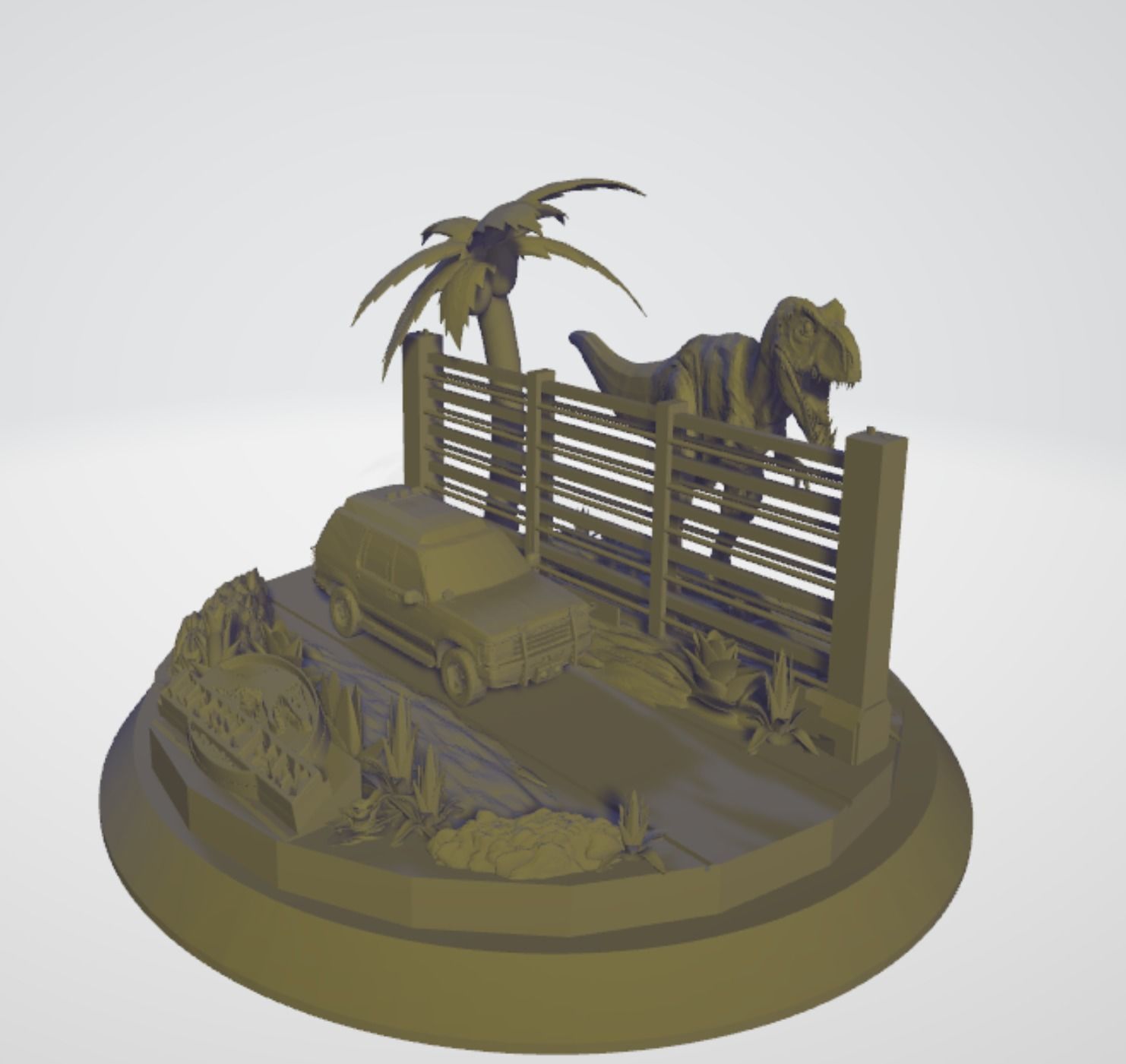 Jurassic Park Statue 3D print model_1