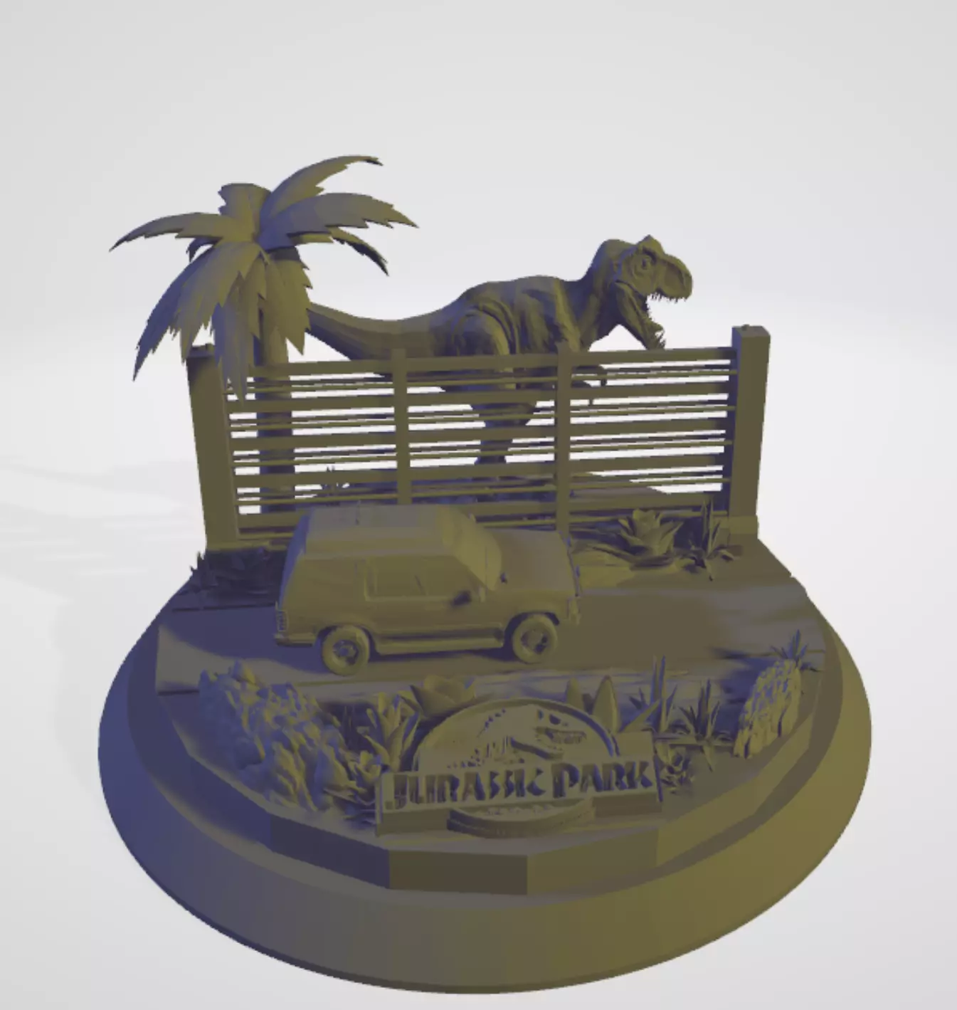 Jurassic Park Statue 3D print model_0