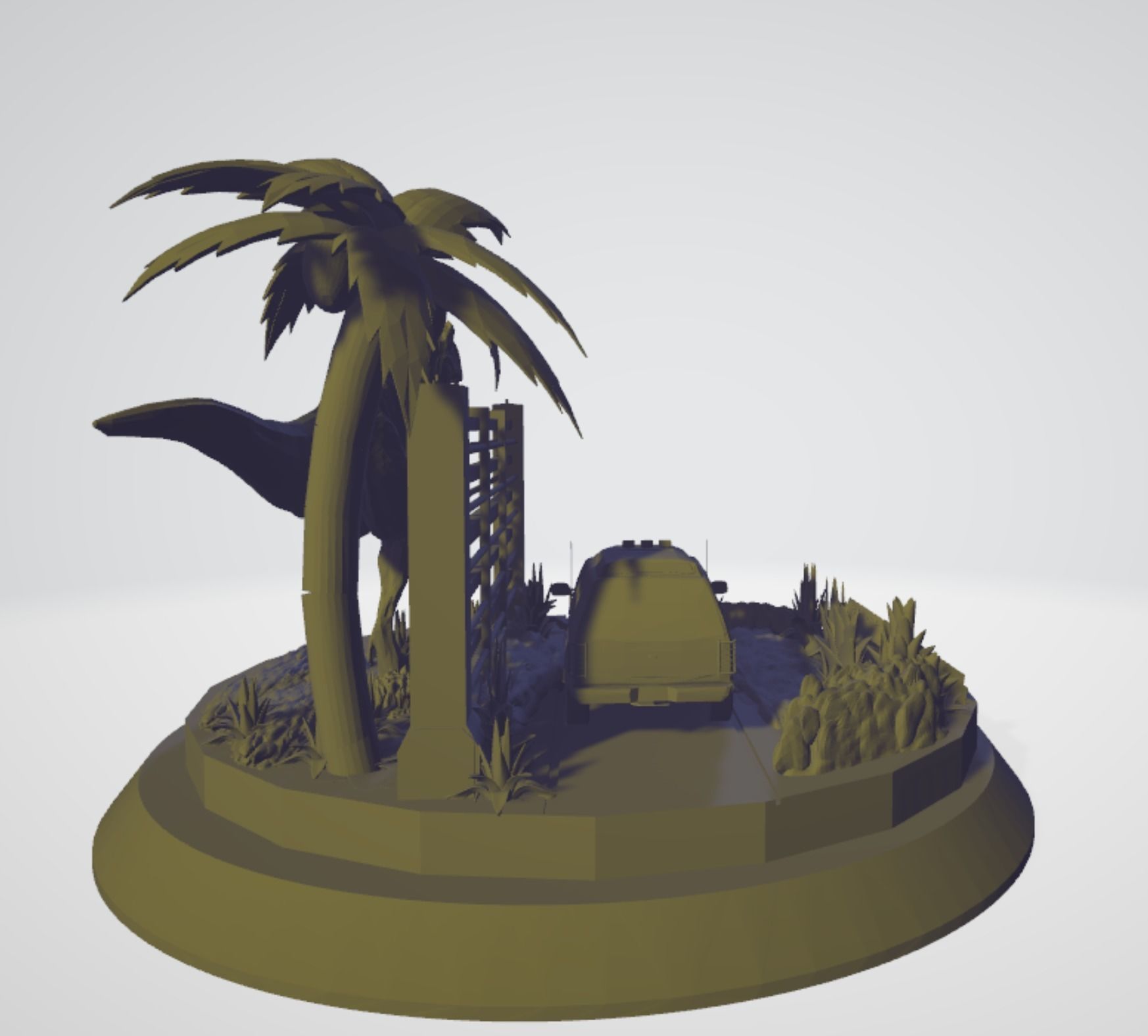 Jurassic Park Statue 3D print model_5