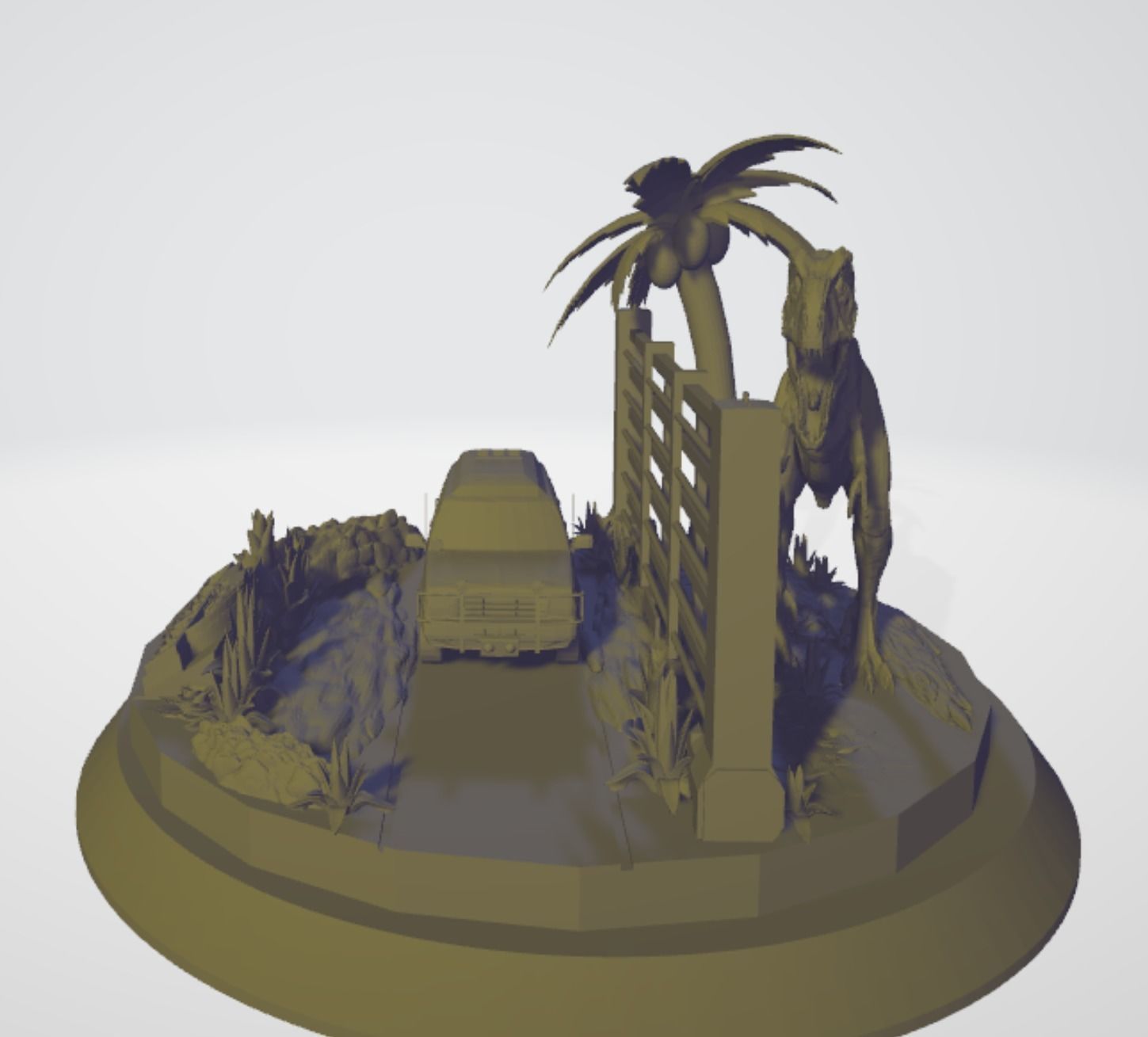 Jurassic Park Statue 3D print model_2