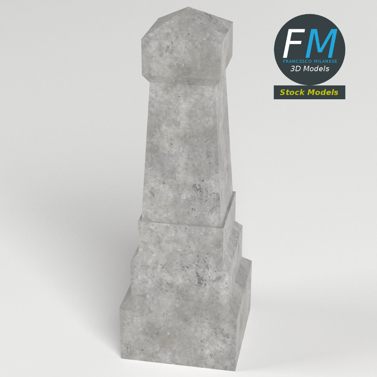 Tombstone 5 concrete monument 3D model_2