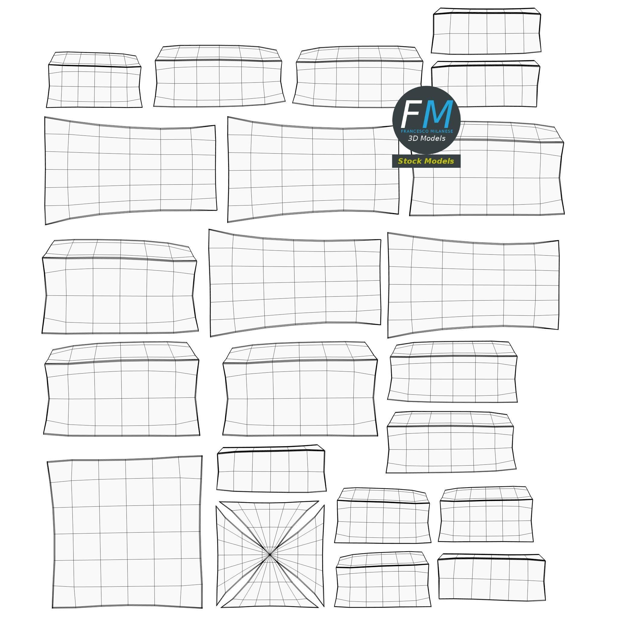 Tombstone 5 concrete monument 3D model_11