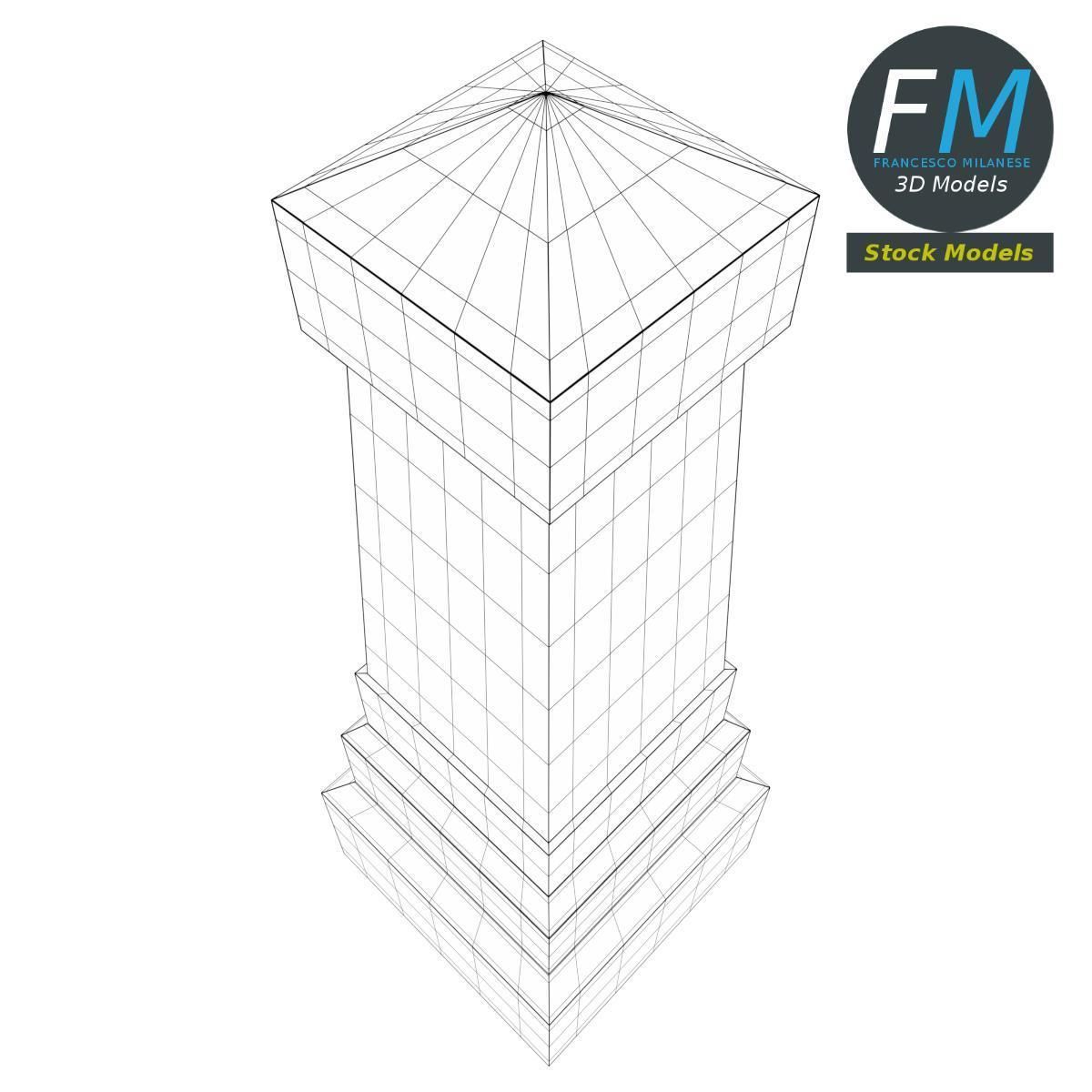 Tombstone 5 concrete monument 3D model_8