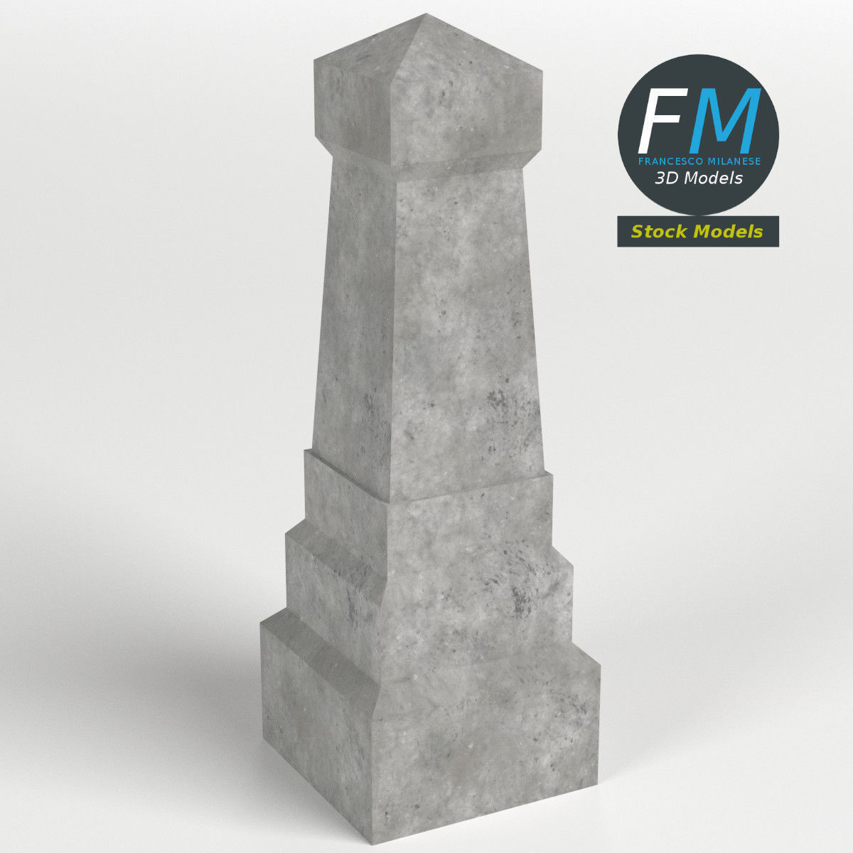 Tombstone 5 concrete monument 3D model_3