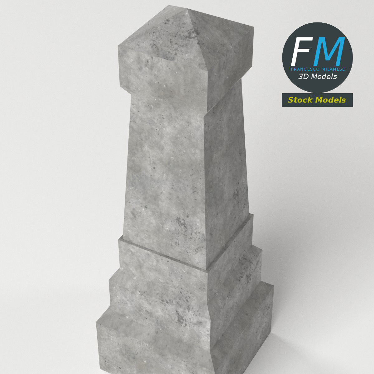 Tombstone 5 concrete monument 3D model_5