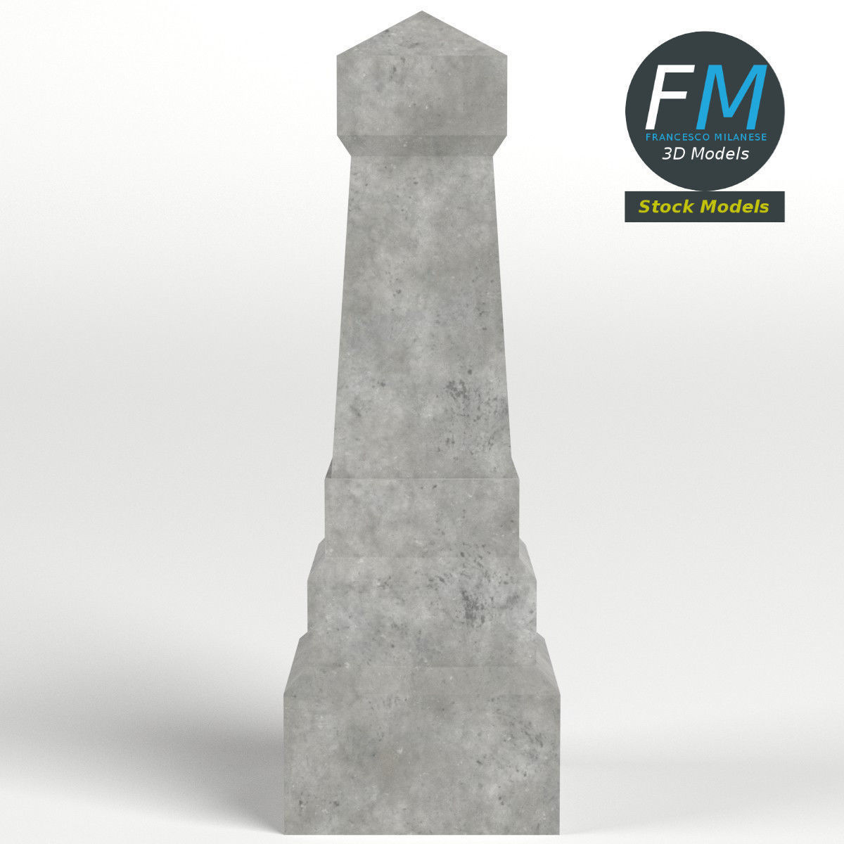Tombstone 5 concrete monument 3D model_4