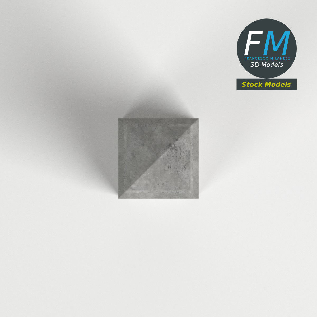 Tombstone 5 concrete monument 3D model_6