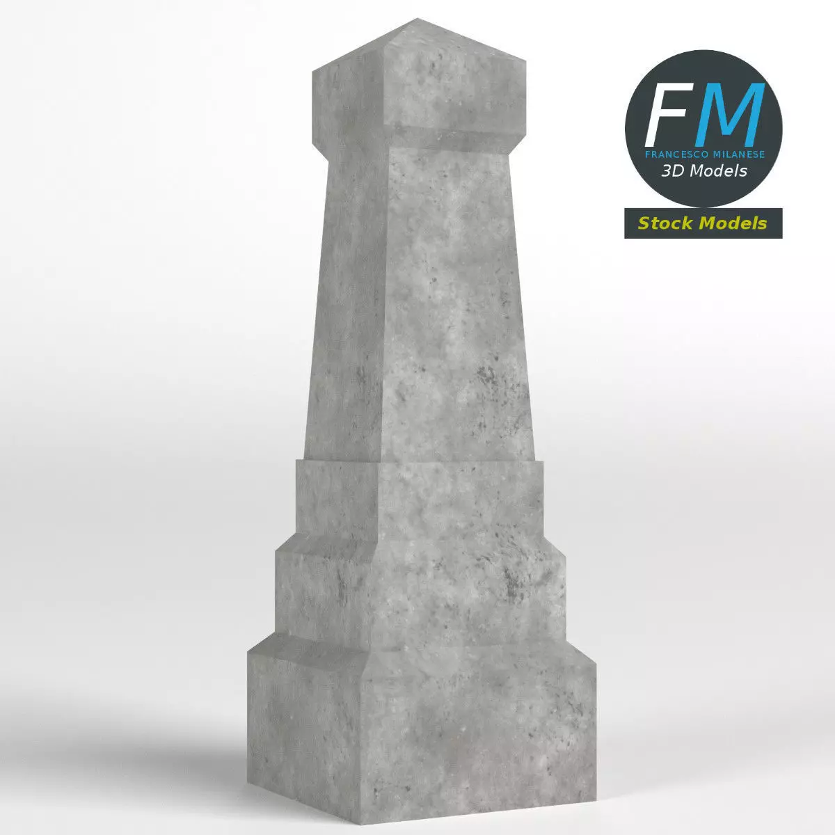 Tombstone 5 concrete monument 3D model_0
