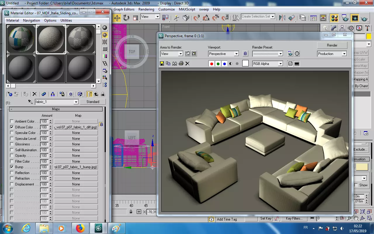 sofa with carpets 3D model