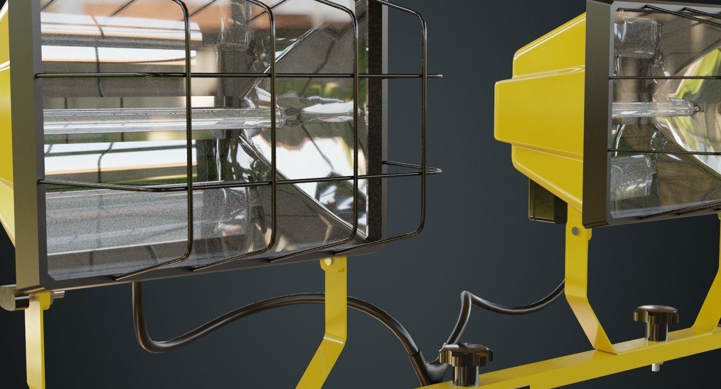 Halogen Work Light 3A Low-poly 3D model_8