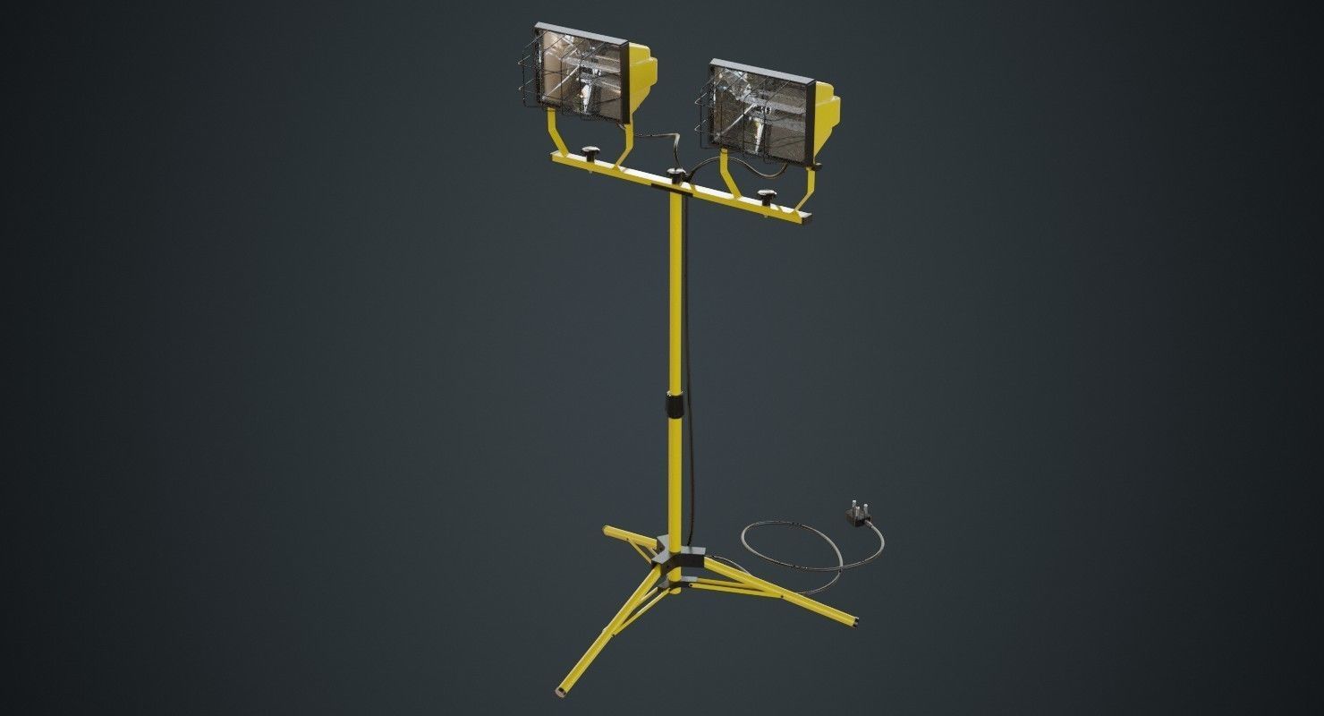Halogen Work Light 3A Low-poly 3D model_3