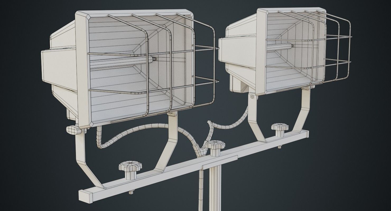 Halogen Work Light 3A Low-poly 3D model_11