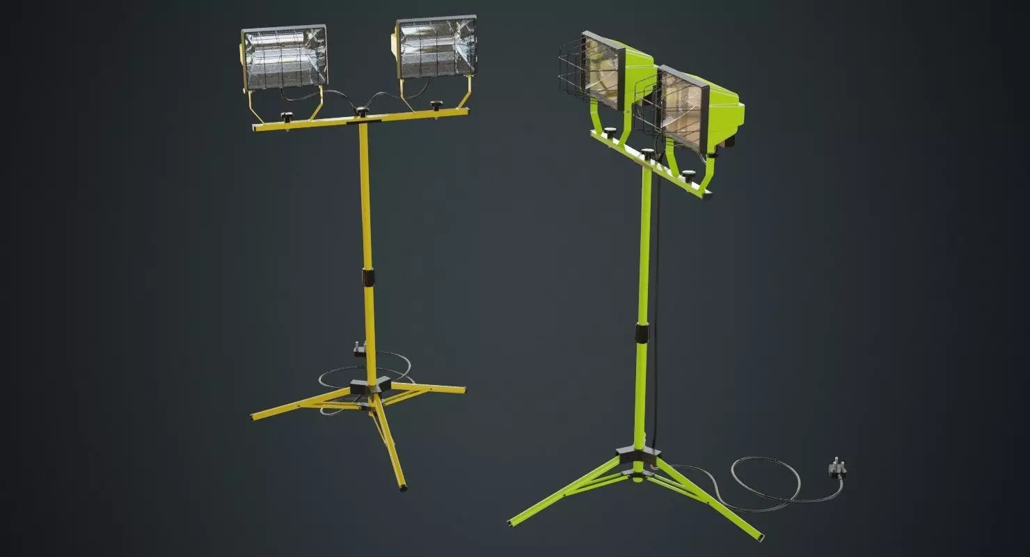 Halogen Work Light 3A Low-poly 3D model_0