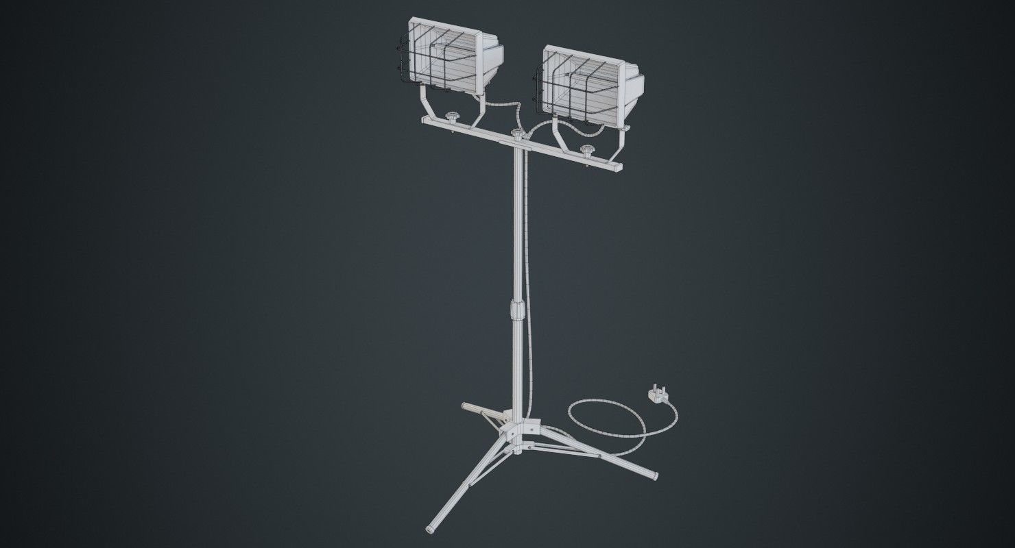 Halogen Work Light 3A Low-poly 3D model_10